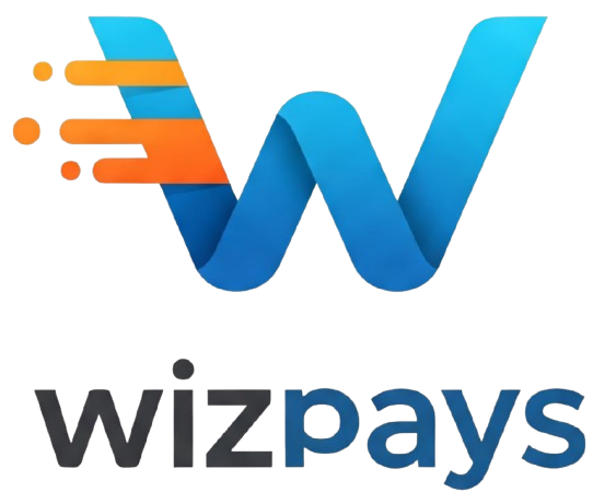 wizpays logo from wizpays.in, a colorful stylized text logo